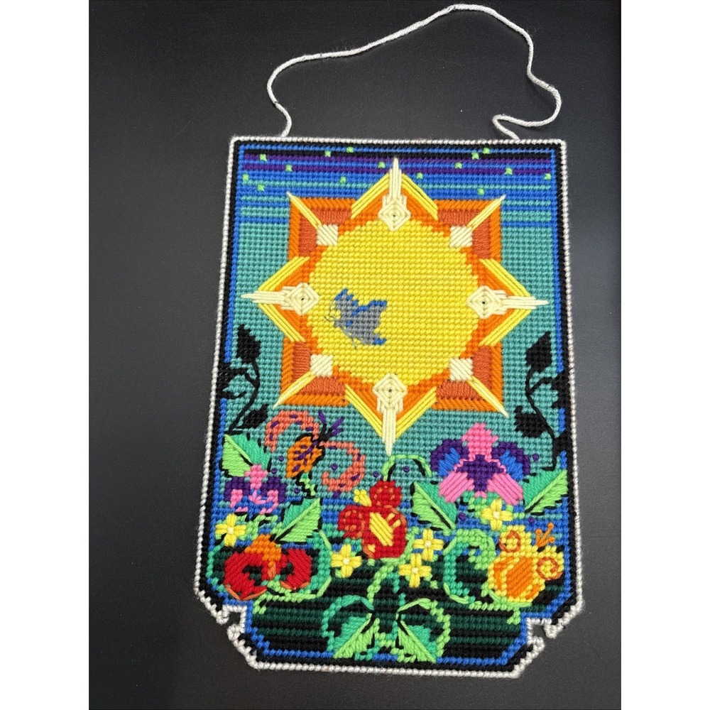Butterfly Spring Sun Plastic Canvas Completed Wall Decor Door Hanger